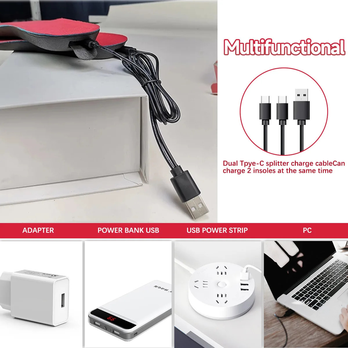 Heating pad - Male and female electric heating pads can be recharged cut heating pads shoe pads 3 heating levels 241206