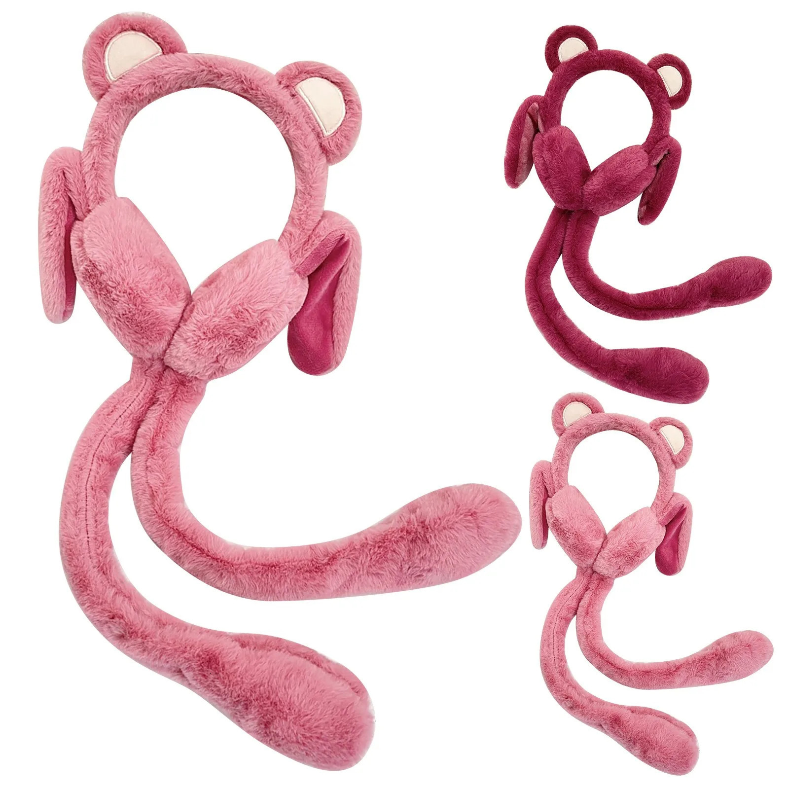 1 pink womens fluffy autumn and winter earmuffs cute and warm mobile airbag bear earmuffs cold earmuffs soft earmuffs daily wear 241205