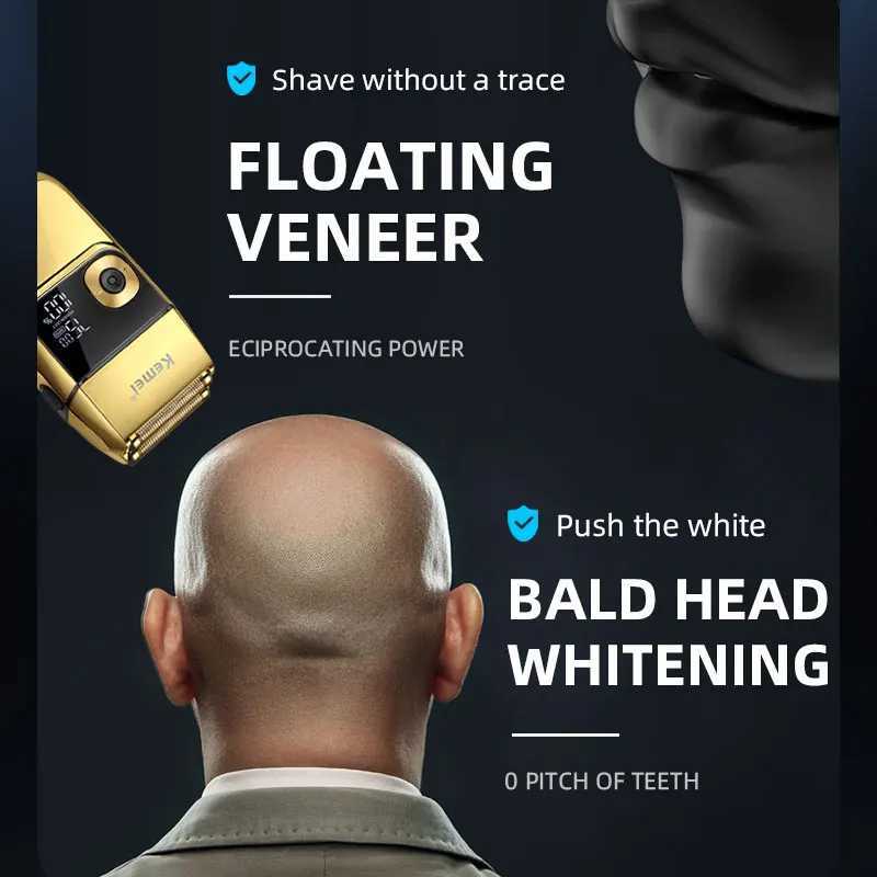 Kemei Electric Foil Shavers for Men All Metal 7500 RPM Razor Hair Trimmer 3-Speed Adjustable Waterproof Trimmer Shaving MachineXJ241207