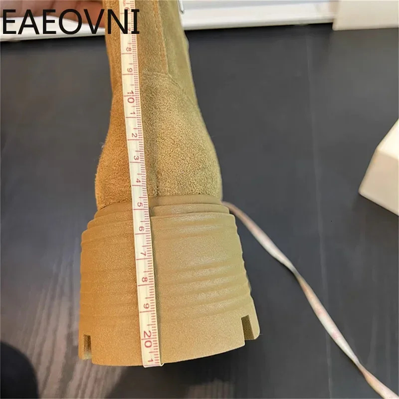 High Platform Womens Motorcycle Boot for Winter Fashion Lace Up Square Heel Short Booties Autumn Girls Shoes 241206