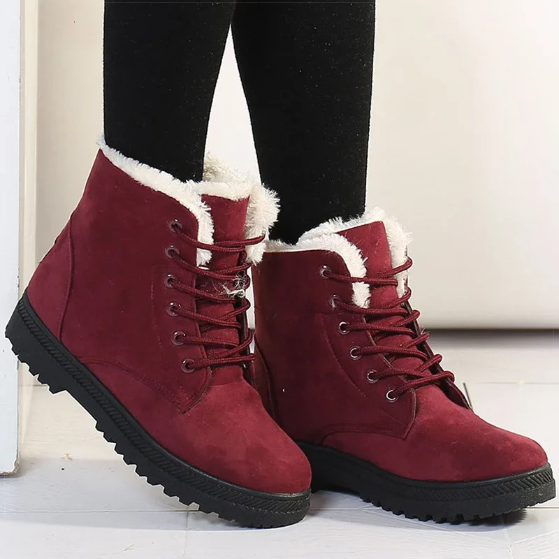 Womens boots womens warm fur ankle winter shoes snow with Botas Mujer 2024 low 241206