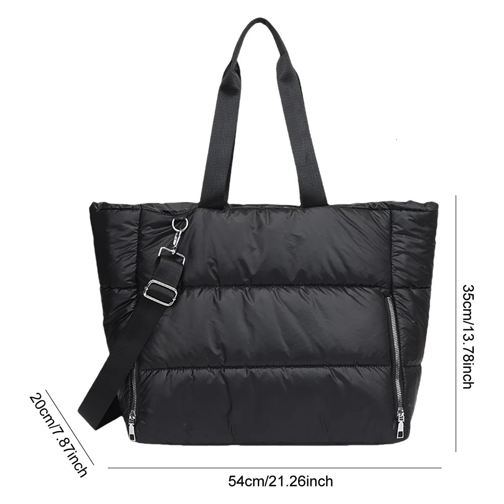 Puffer Gym Handbag Womens Large Capacity Bedding Puffy Handbag Down Cross Bag Winter Cotton Fitness Shoulder Bag 241205
