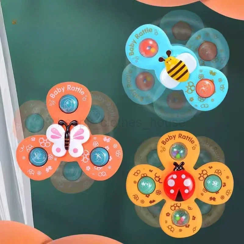 Suction Cup Spinner Toy 3PCS Windmill Animal Hand Spinning Toys Sensory Toys for Baby Toddlers Birthday Gift Bath ToysXJ241207