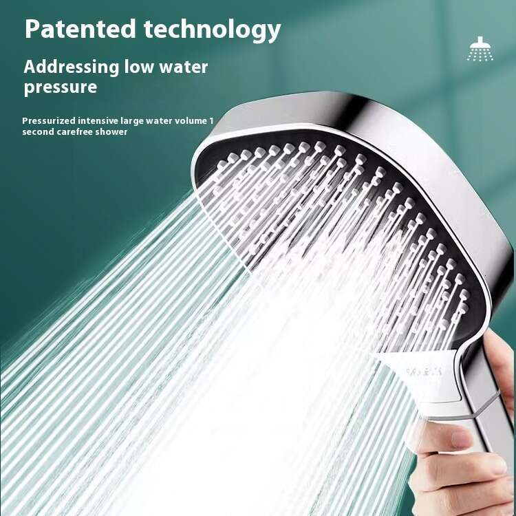 Square filter showerhead, super pressurized handheld household bathroom shower heater, large water volume for showering and bathing