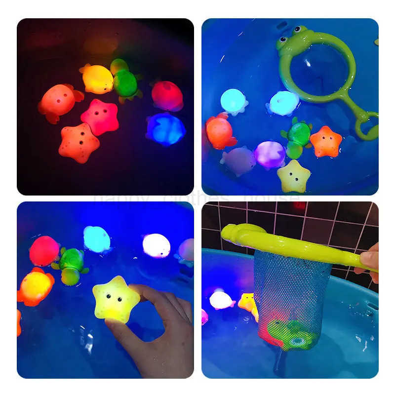 Baby Bath Toys Flashing Colorful LED Light Floating Bathtub Toy for Kid Toddler Preschool Great Toys for Bathroom Water Tub GameXJ241207