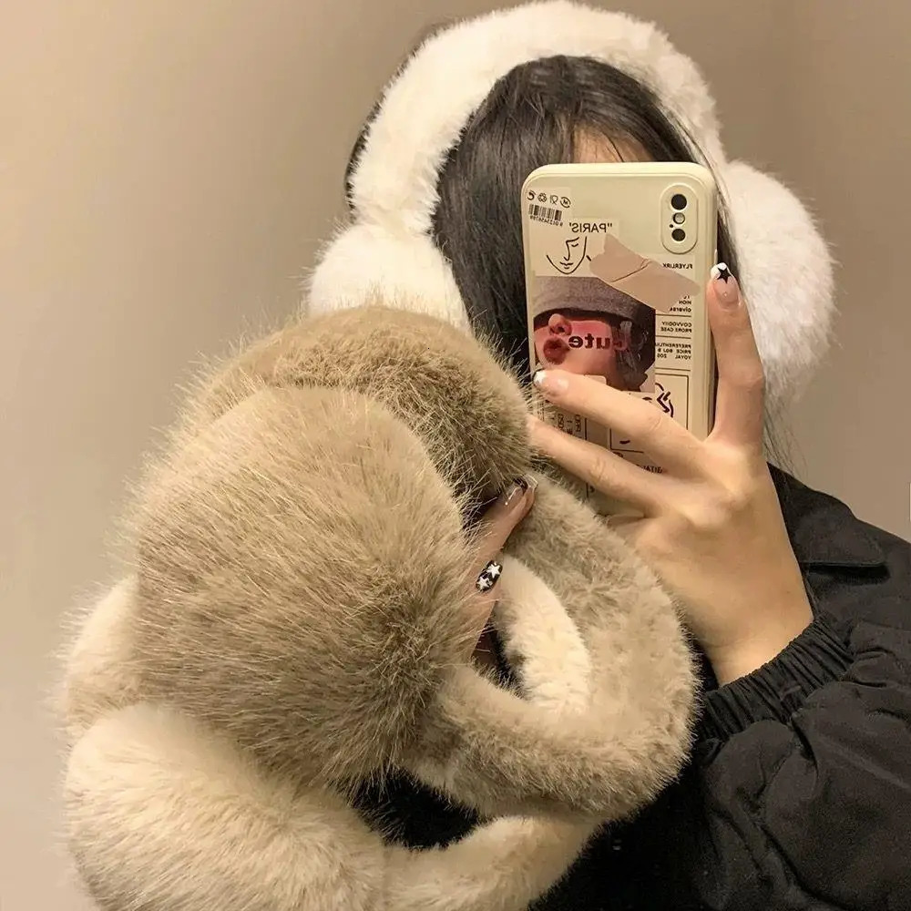 folding winter warm earmuffs fashionable solid color winter headphones outdoor cold protection soft plush earmuffs 241205