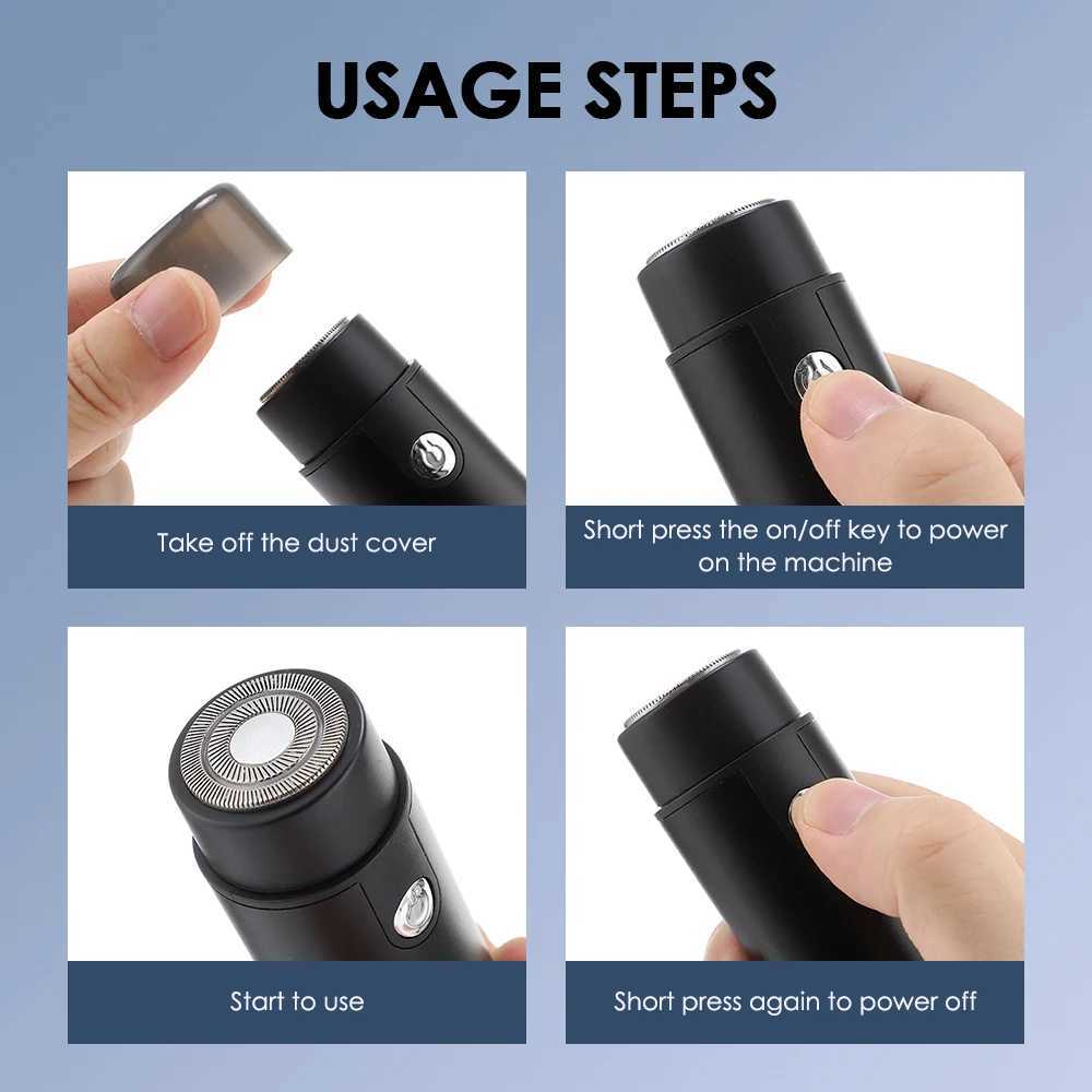 Portable Electric Mens Shaver Mini Beard Razor Shaving Machine USB Rechargeable Hair Trimmer For Travel UseXJ241207