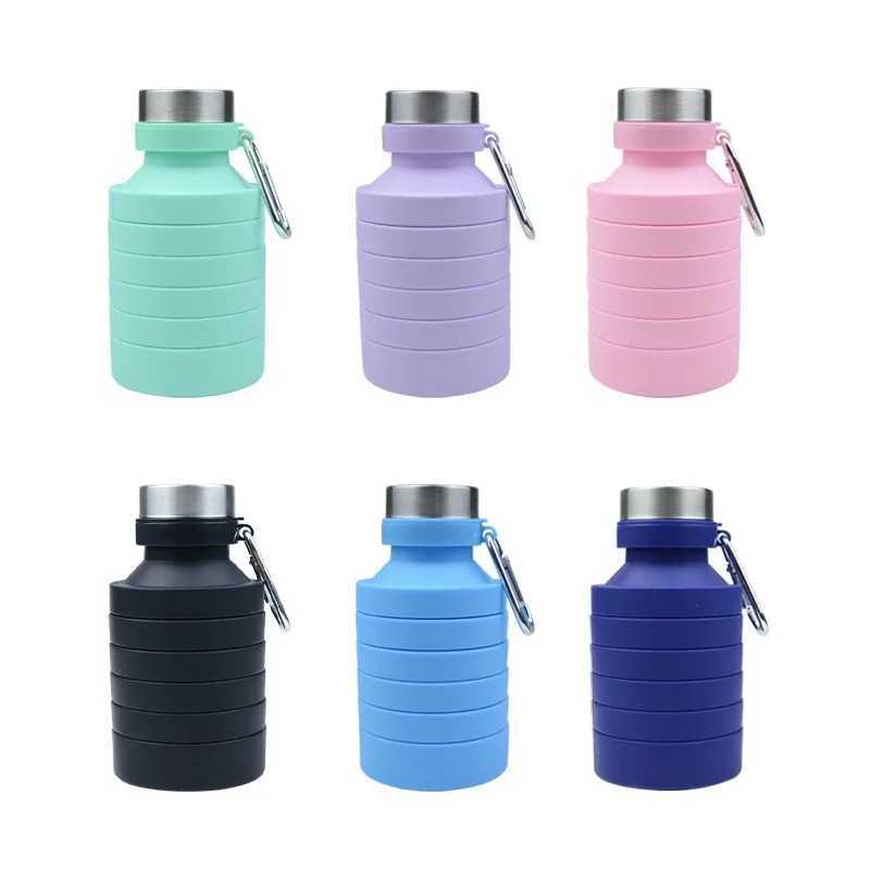 800ML Water Reusable Bisphenol A-Free Silicone Foldable Bottle Portable Hiking Cup Z260202