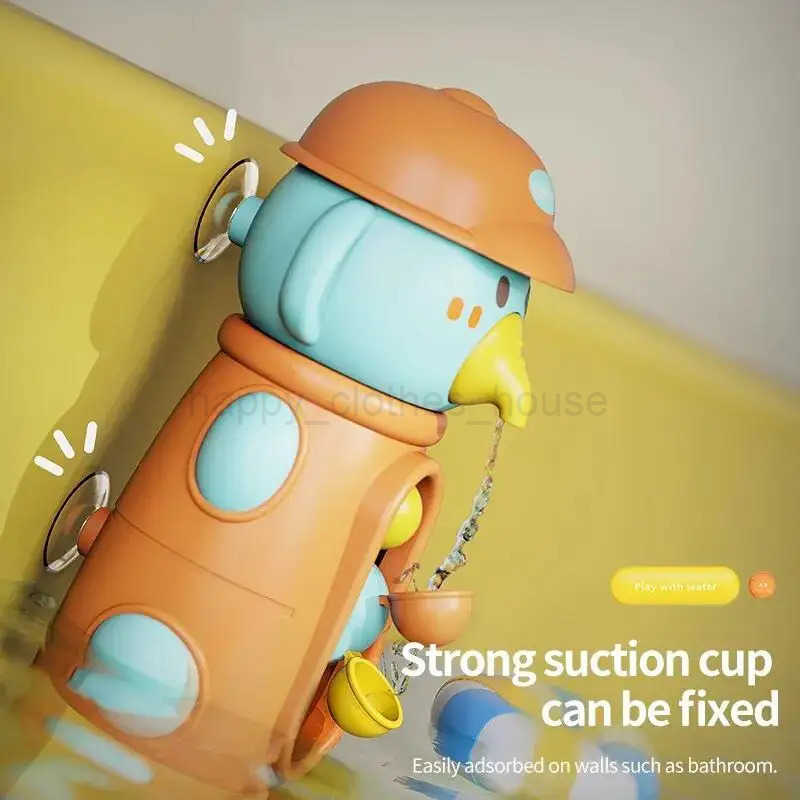 Bath Bathtub Toys for Toddlers 1 2 3 Years Old Duck Rotatable Waterwheel Bathroom Strong Suckers Water Scoop Fun Bath Toys GiftsXJ241207