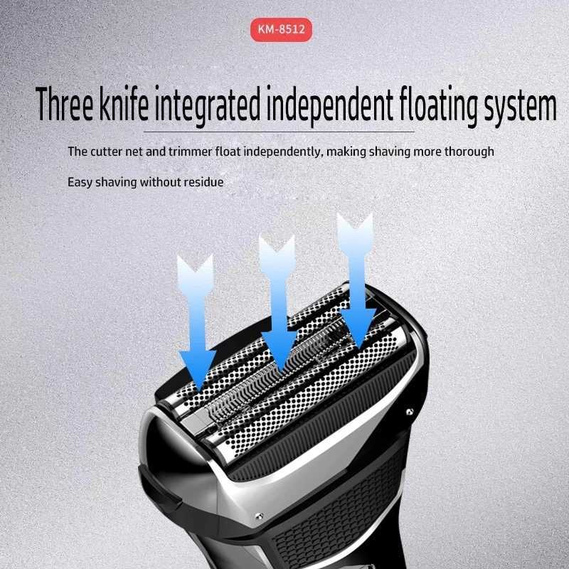 Kemei km-8512 electric shavers beard rechargeable shaving machine for men waterproof with LCD display Razor shavers bald trimmerXJ241207