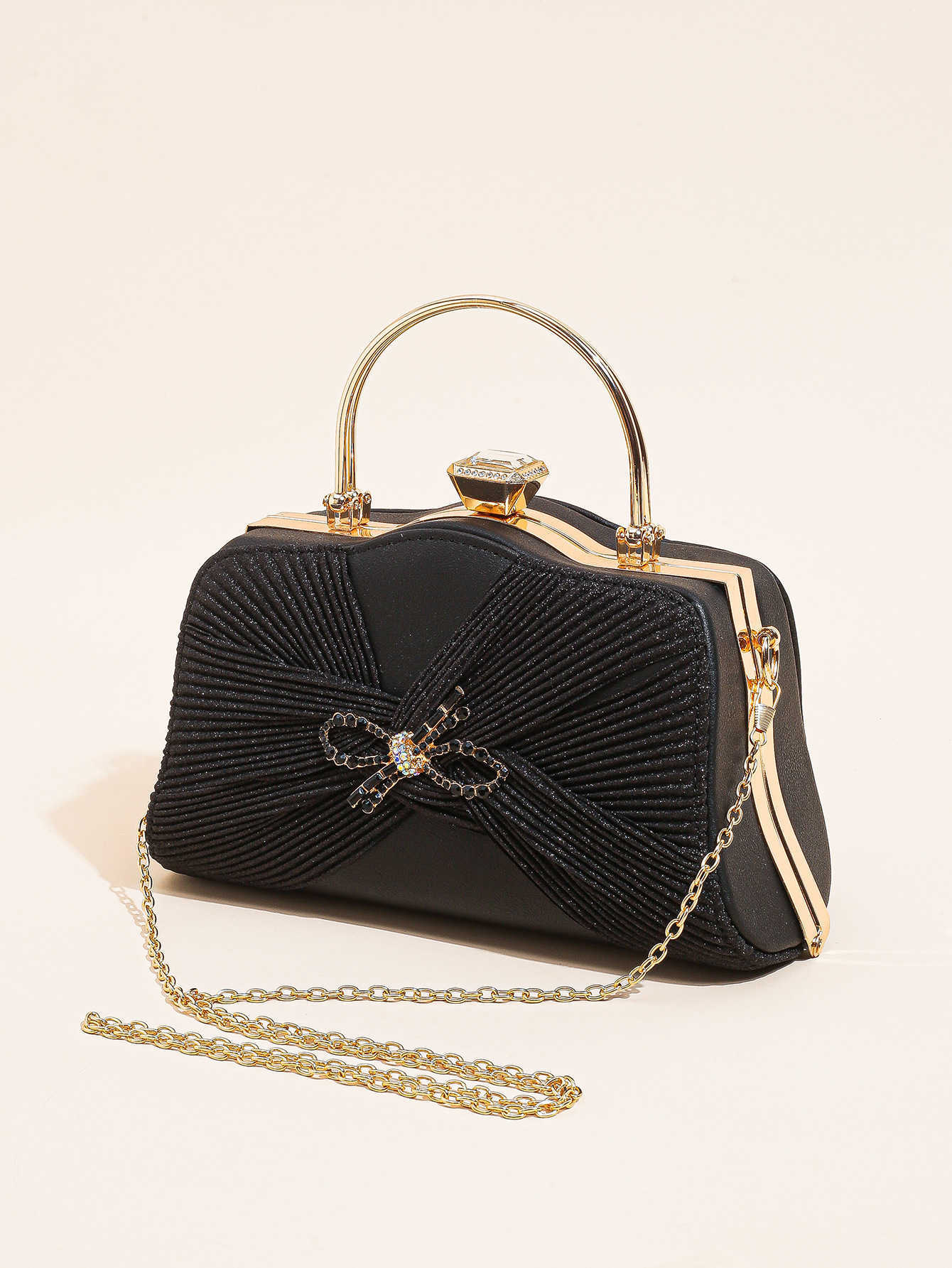 Clutch Bag New Handmade Pleated Dinner Bag Set with Diamonds and Rhinestones Exquisite Dress Party Bag 240920