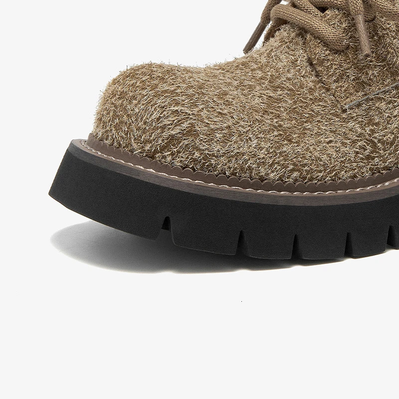 Beautoday Derby Shoes Split Leather Lace Velvet Big Toe Thick Sole Sewing Womens Retro Denim Handmade 21996 241206