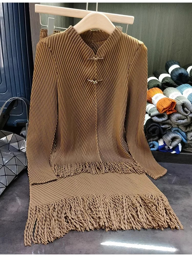 Two Piece Dress Runway Two Piece Skirt Set Women Flower Print High Stretchy Pullovers Top Pleated Long Skirts Suit Summer Female Outfit 2025