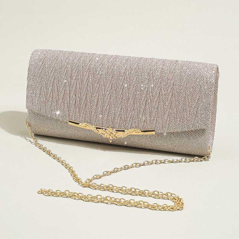 Clutch Bag New Fashionable Celebrity Dress Handbag with Sparkling Material Wrinkle Banquet Bag Women Tote Bag 240920