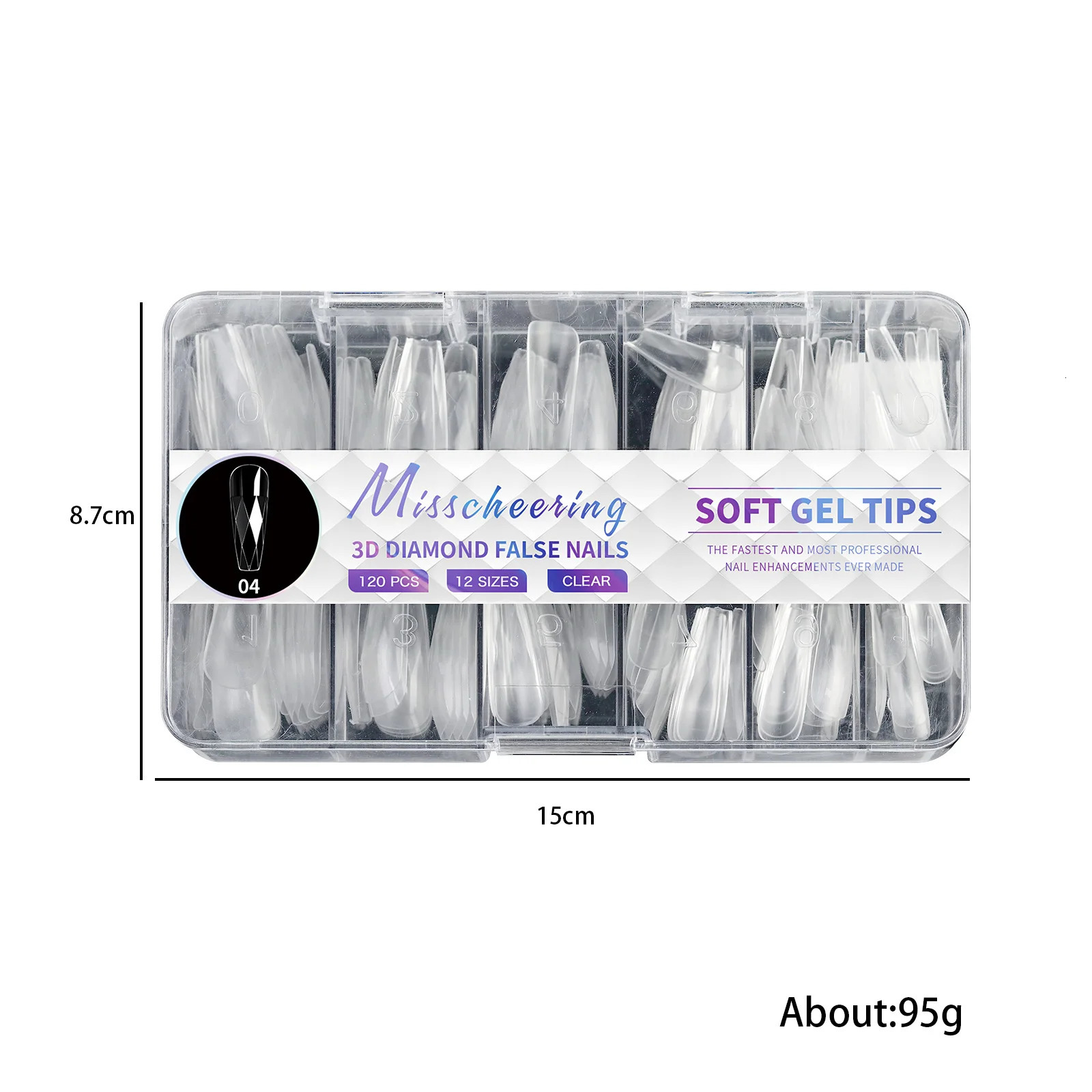 3D Diamond Gel False Nail Tips Almond Nail Ballet False Nails Acrylic Full Cover Press on Nails Manicure Extension Tools 241206