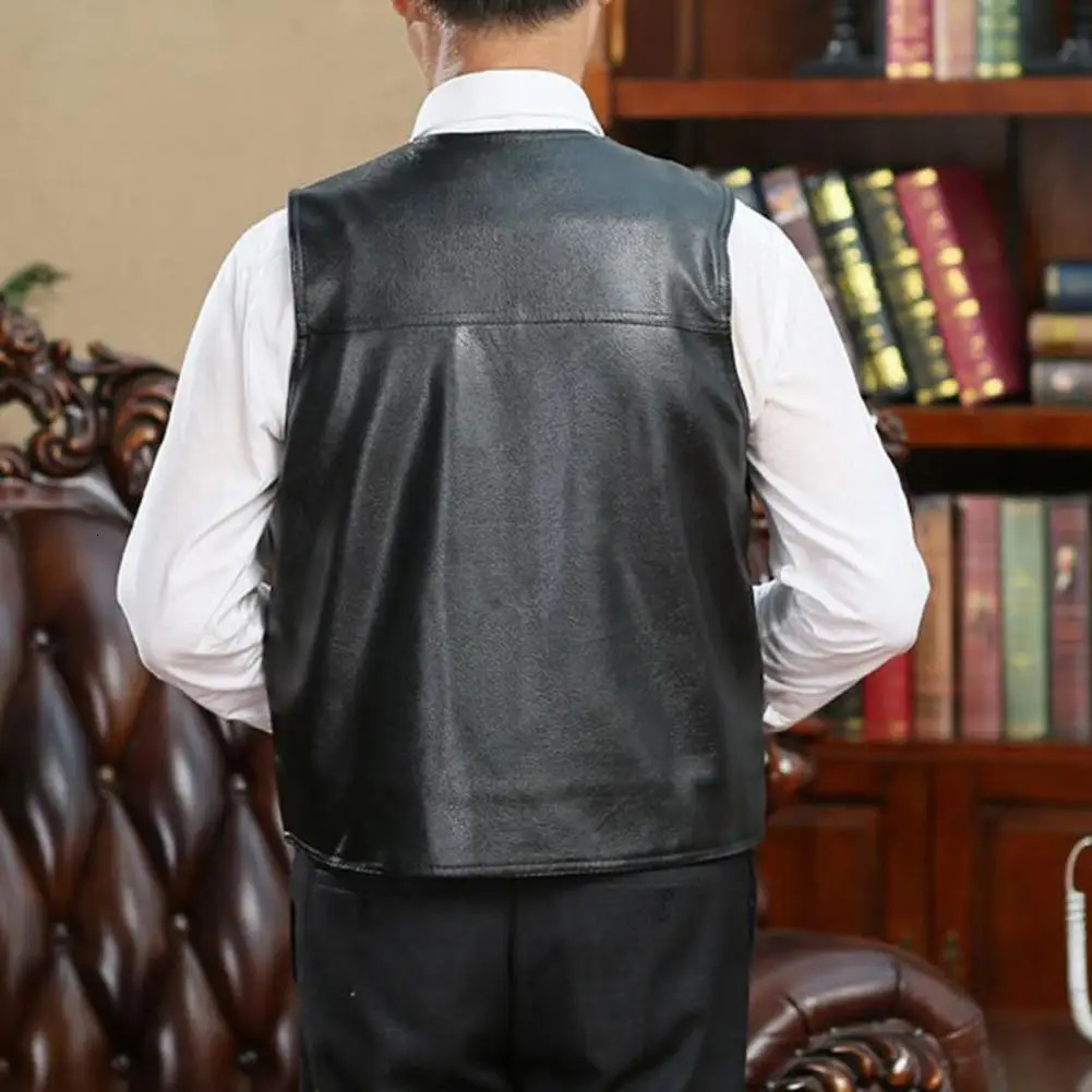Men Vest Singlebreasted Stylish Faux Leather Motorcycle Vests for Warm Sleek Single Breasted Jackets Autumn 241202