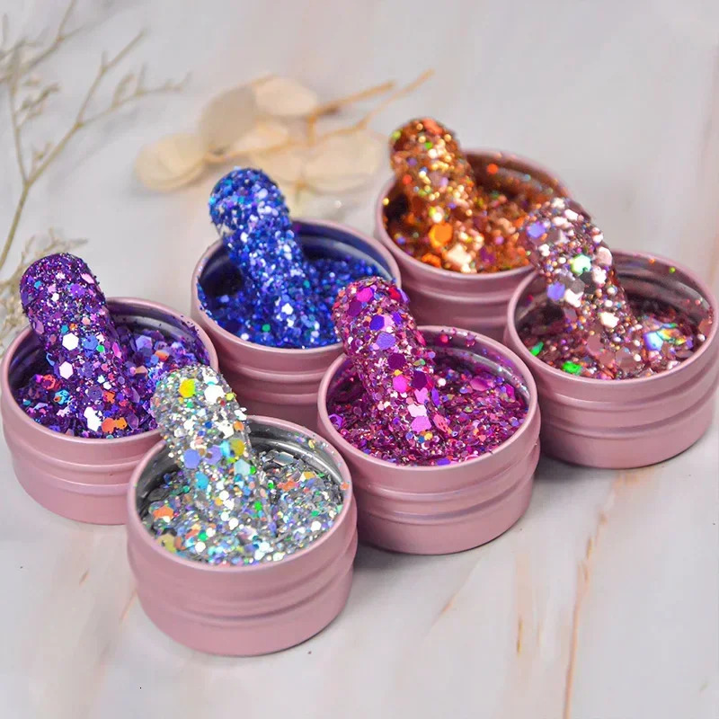 Iridescent Nail Art Sequins Silver Nail Glitter DIY Chrome Powder Sparkly Hexagon Chunky Flakes Manicures Decorations 241206