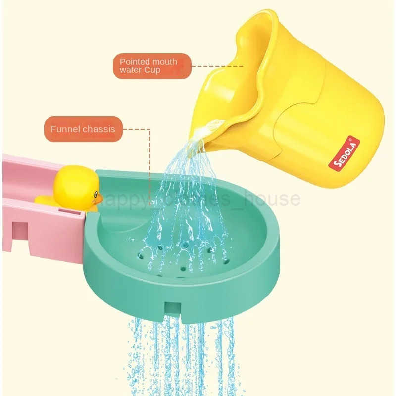Baby DIY Assembling Track Slide Suction Cup Toys Bath Tub Toys Baby Bathroom Bathtub Shower Toy Set Duck Water Toys for ChildrenXJ241725