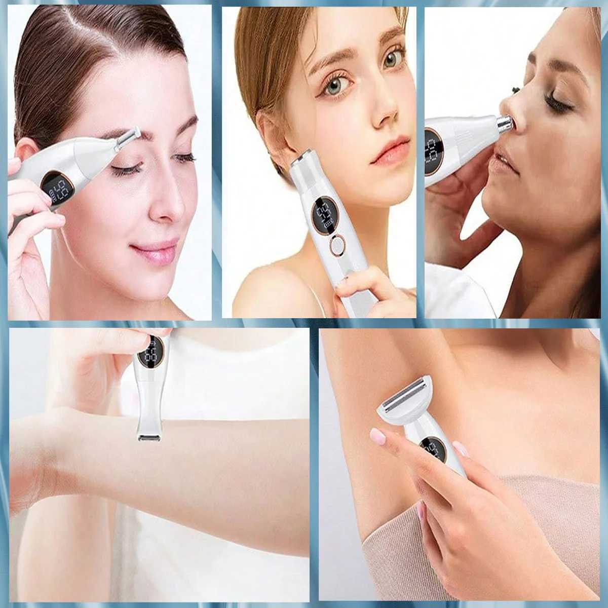 Electric Women Razors5 In 1 Electric Shaver Shaving Kit Razors For Face Nose Hair Eyebrow Arms Armpit Legs Hair Bikini TrimmerXJ241207