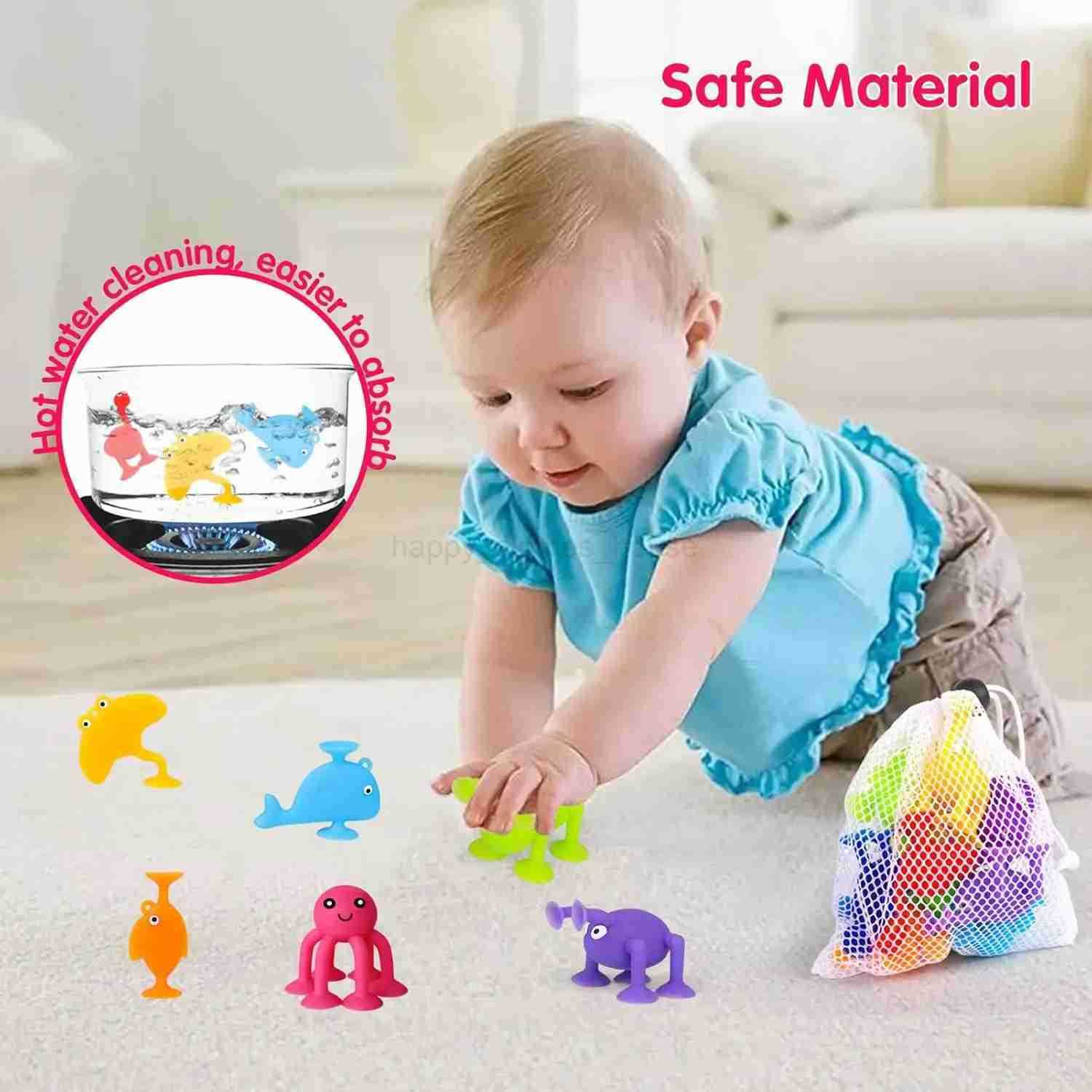 Baby Sucker Bath Toys for Kids Boys Girls Animal Shaped Suction Toys Parent-Child Interactive Game Window Travel Building BlocksXJ241207