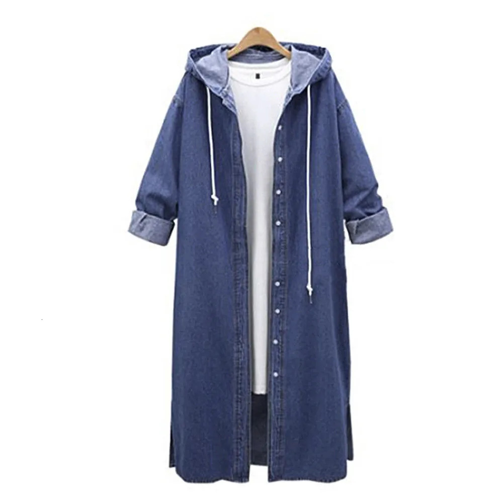 Womens hooded denim jacket long sleeved casual fashionable solid color brushed skirt 241206