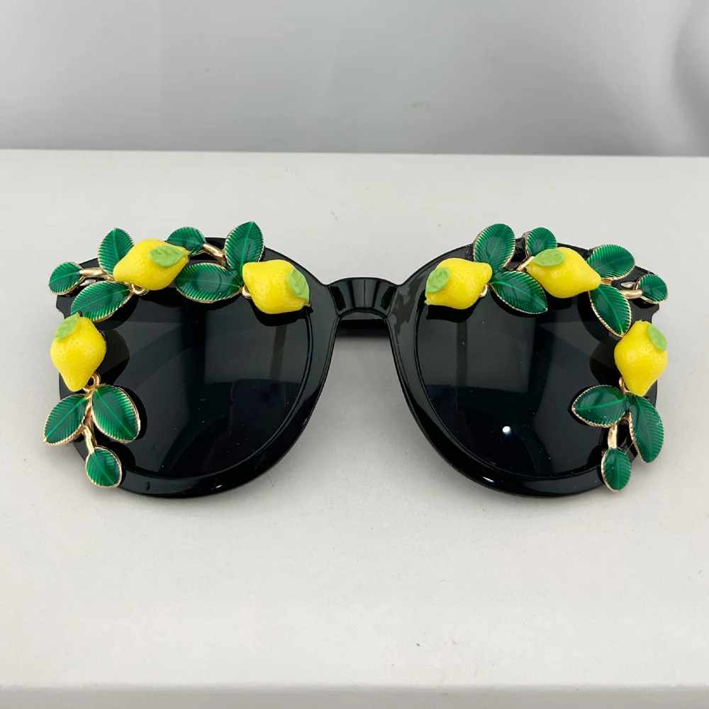 Fashion Baroque Womens Lemon Sunglasses Retro Punk Large Summer Beach Glasses 241206