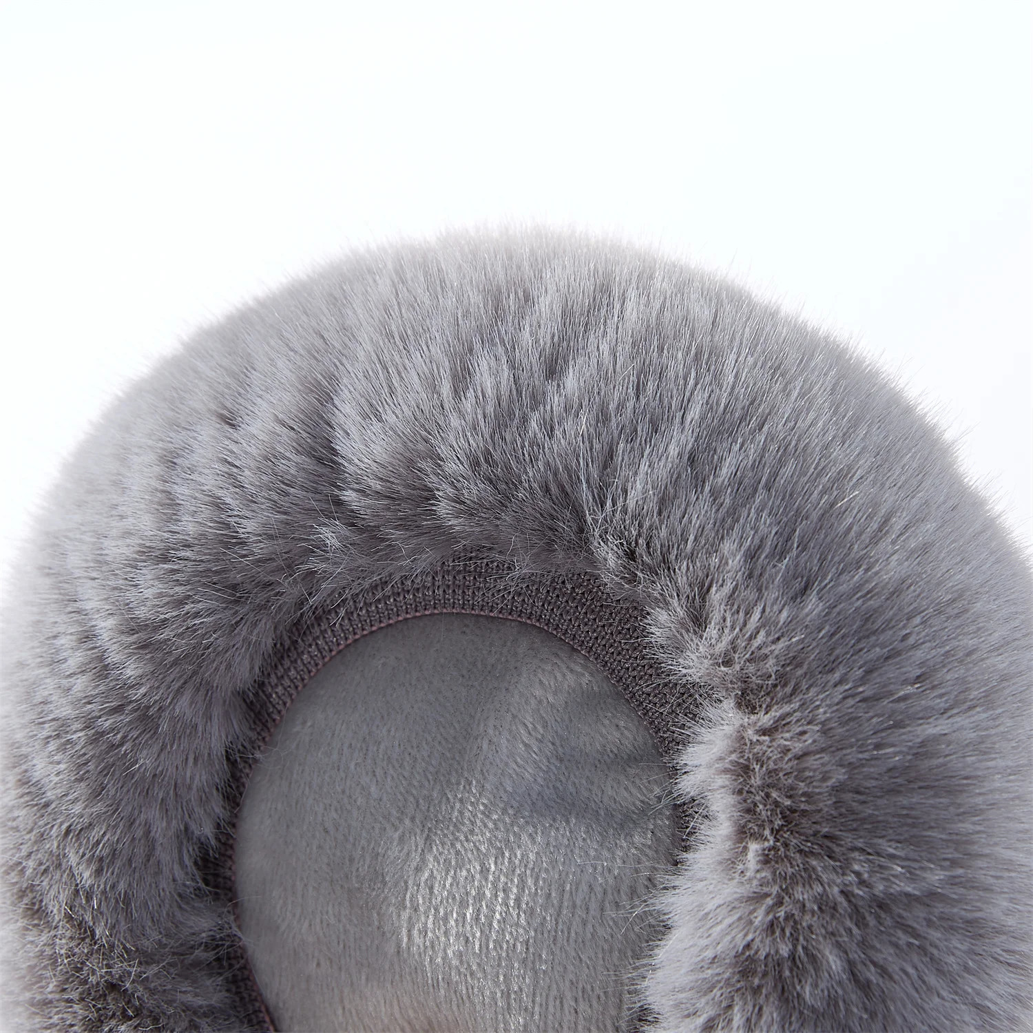 Anjj Foldable Grey Eartips Exquisite High Quality Soft Plush Warm Windproof Rabbit Fur Eartips 241205
