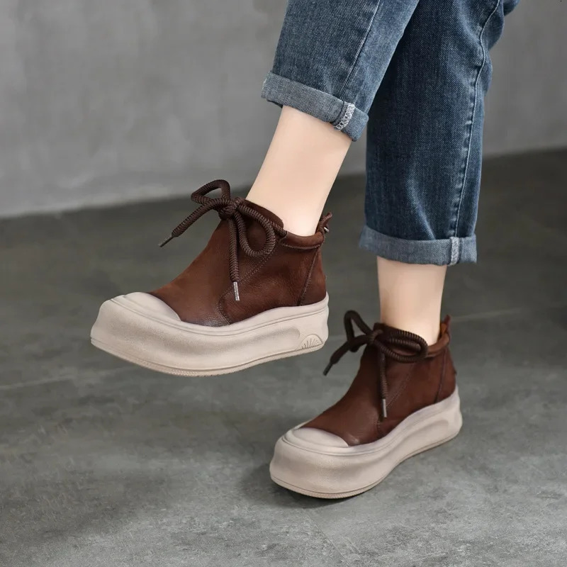 Koznoy 4cm Womens Suede Leather Platform Wedge Moccasins Winter Boots Cow Plush Autumn Comfortable Spring Ankle 241206