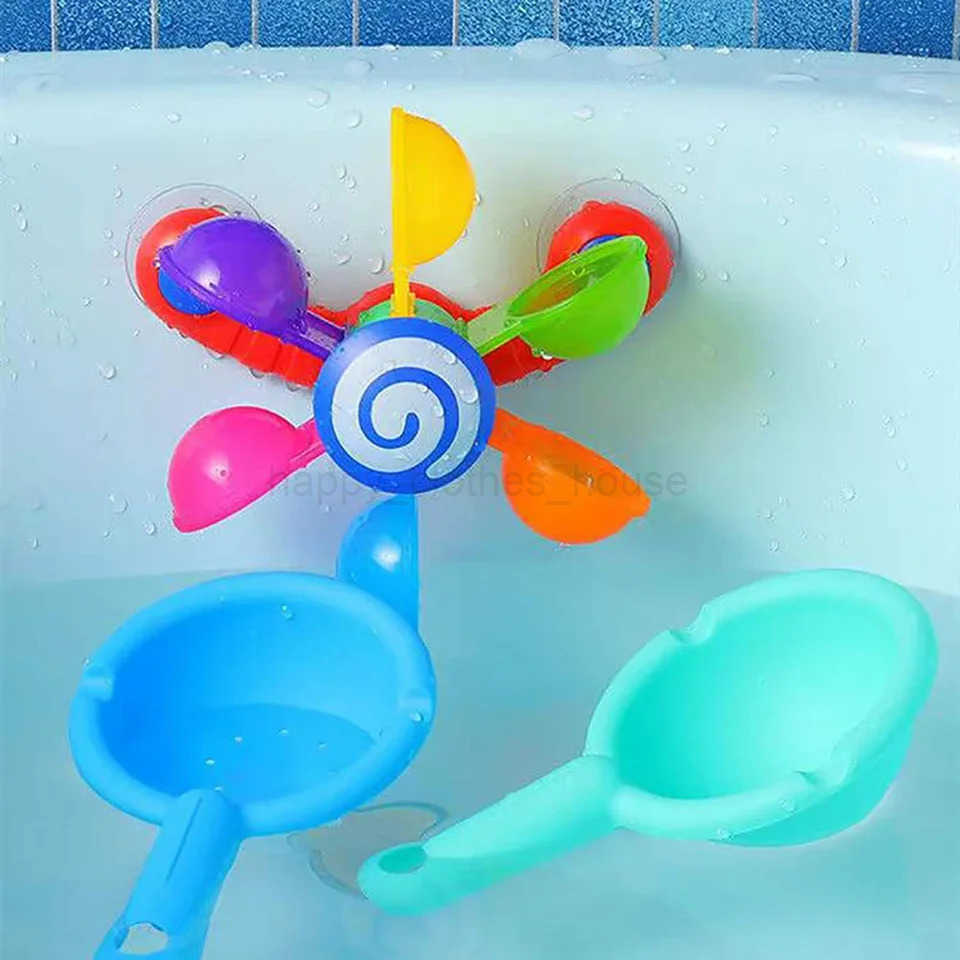 Colorful Water Wheel Bathing Sucker Bathtub Water Spray Play Set Shower Sprinkler Toy Baby Bath Toys For Kids Toddler GiftsXJ241207