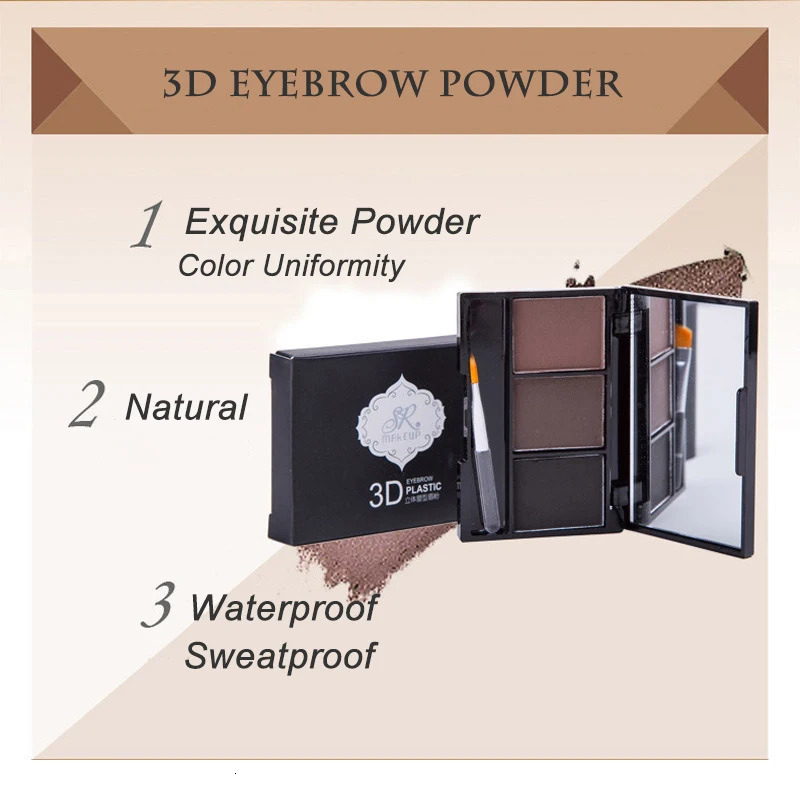 3 Color Eyebrow Powder Palette Cosmetic 3D Eye Brow Enhancer Professional Waterproof Makeup Eye Shadow With Brush Mirror Box 241206