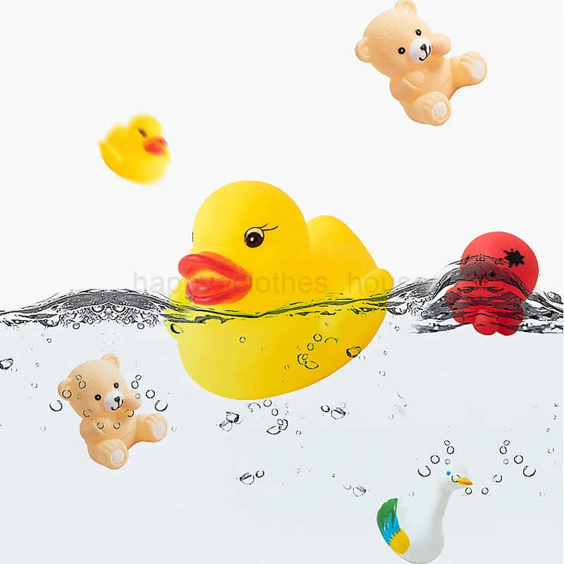 10pcs Baby Bath Toys Cute Animals Swimming Water Game Soft Rubber Float Squeeze Sound Water Shower Toys For KidsXJ241207