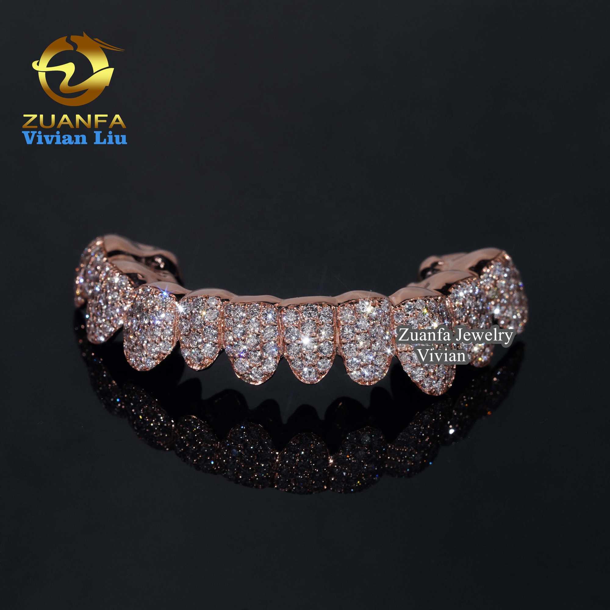 Hip Hop Jewelry Custom Silver 10K 14K 18K Real Gold Grillz Iced Out vvs Moissanite Lab Diamond HPHT Natural Diamond Grillz