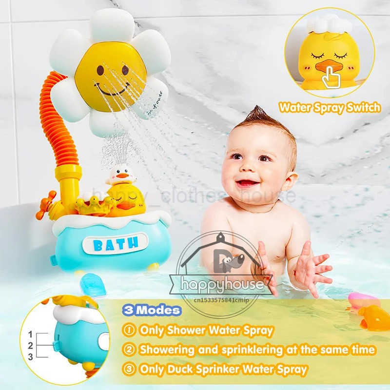 Baby Bath Toys Bath Shower for Toddler 4 in 1 Bathtub Toy with Sunflower Shower 3 Water Spray Sprinkler BathTub Toys for BabyXJ241207