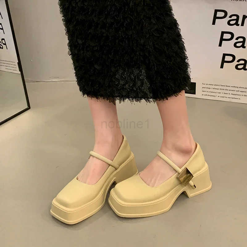 French Chunky H Wen 2024 Spring Summer New Fion Casual Mary Jane Shoes Ladies Designer Leather Sandals Wen Z241207