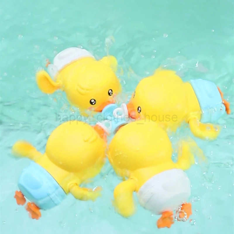Baby Bath Toys Water Chain Clockwork Bathing Cute Swimming Yellow Duck Toy Toddler Pool Beach Classic Toy For Kids Water PlayingXJ241207