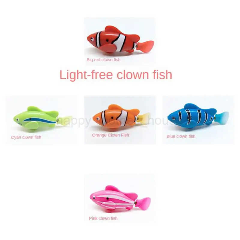 LED Luminous Baby Bath Toys Interactive Colorful Fish Toys Swimming Bath Plastic Fish Toys Floating Wind Up Toys GiftXJ241207