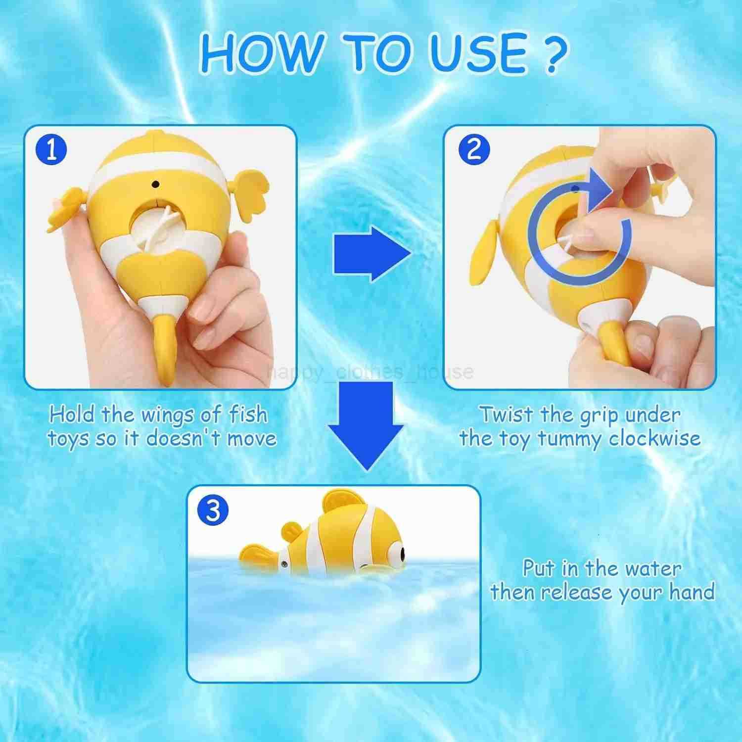 Wind Up Toys Clown Fish Swimming Bath Toys Clownfish Clockwork Water Toys for Toddlers Kids Christmas Stocking Stuffers GiftsXJ241207