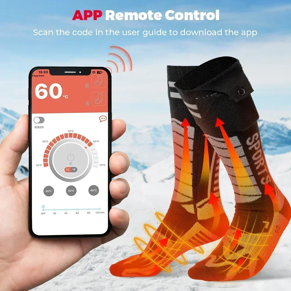 KEMIMOTO socks application controls rechargeable battery inventory thickens winter cotton socks foot heaters for skiing hunting motorcycles 241206