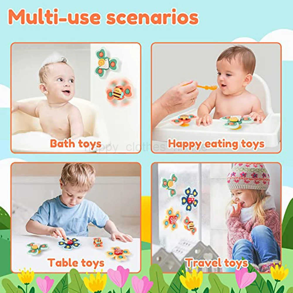 Suction Cup Spinning Top Toys Insects Sucker Spinner Toys For KidsWindow High Chair Tray Bath Table Airplane Travel ToyXJ241207