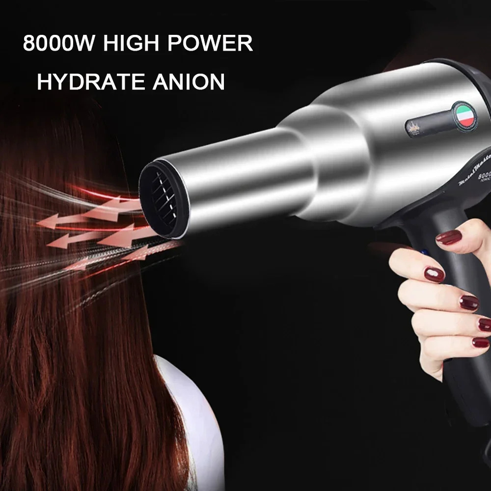 8000W Blow Dryer with Diffuser Ionic Hairdryer Extended Lifespan AC Motor 2 Speed and 3Heat Setting Cool Shut Button Fast Drying 241206