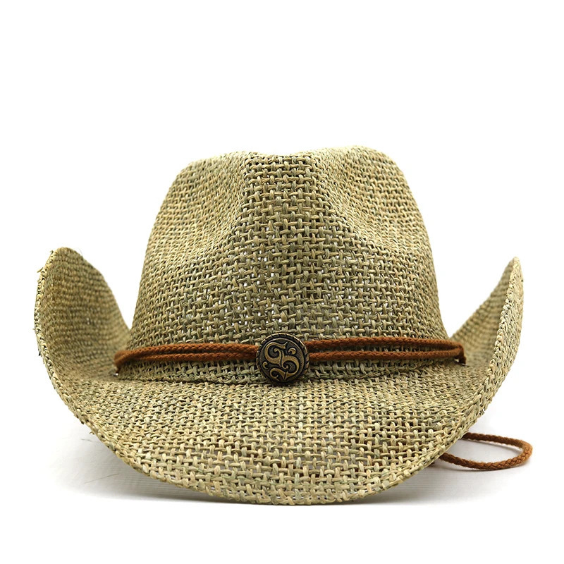Mens and Womens Summer Simple Sun Hat Personalized Western Girls Cowboy Straight Hat Beach Hat 56-58CM 241206