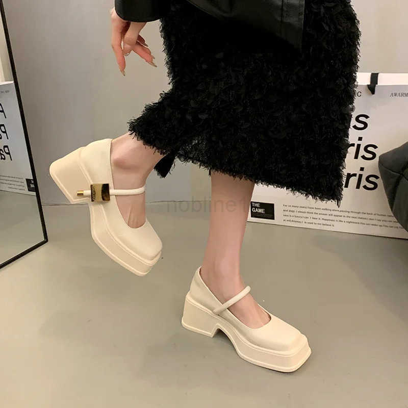 French Chunky H Wen 2024 Spring Summer New Fion Casual Mary Jane Shoes Ladies Designer Leather Sandals Wen Z241207