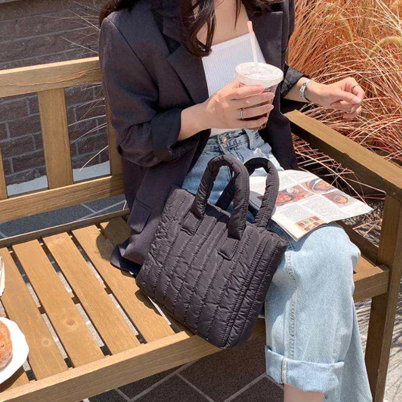 Winter handbag womens casual warm handbag down bag 241205