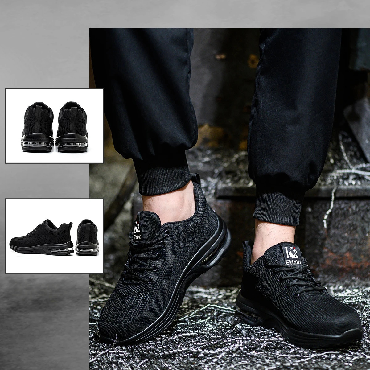 Mens breathable work shoes womens breathable work sports shoes steel toe caps puncture resistant safety shoes 241206