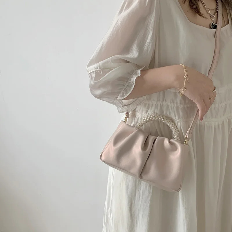 Fashion Pearl Handle Womens Dinner Clutch Wallet Handbag Womens Square Shoulder Bag Womens Little Messenger Bag 241205