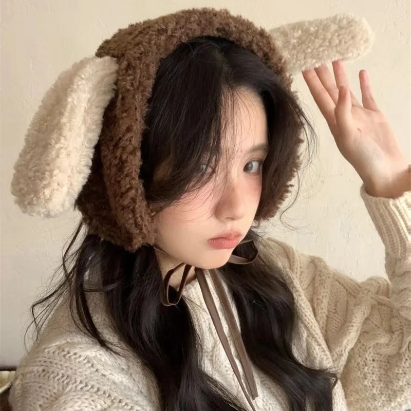 Cute Puppy Plush Earrings Suitable for Women Winter Warm Earrings Windproof Belt Soft Girl Earrings 241205