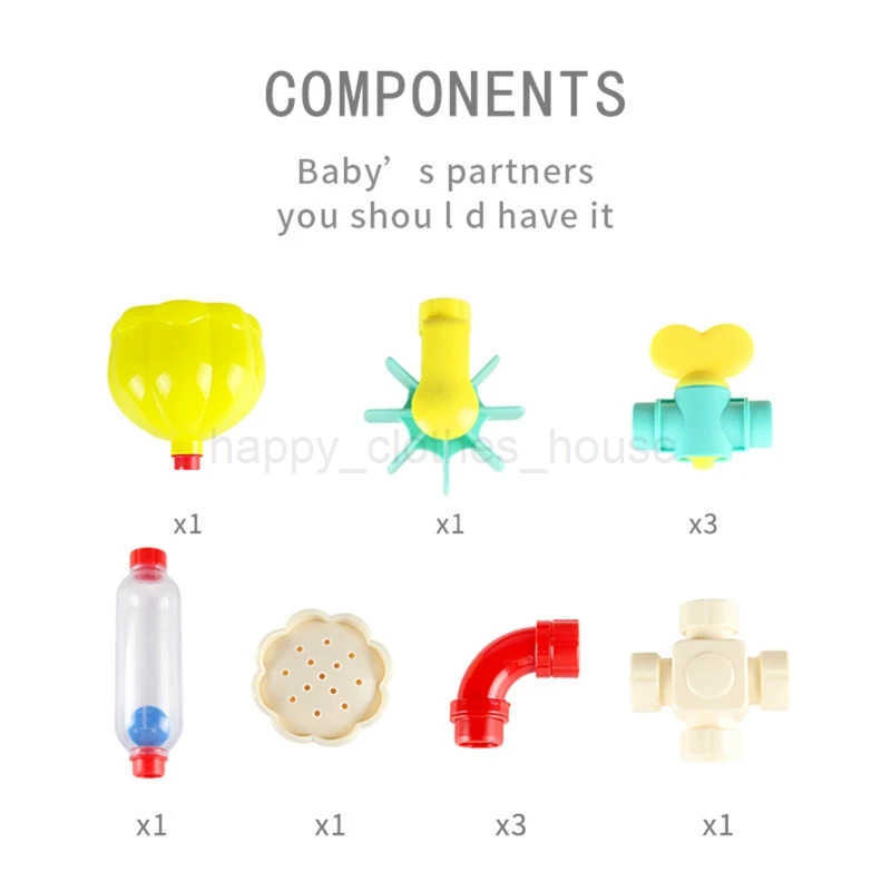 Pipes Baby Toys for Toddler Bath Toys Kids Bath Toys with Fun Widgets Squirters Rotating Spray Water ToyBathtub Waterfall ToyXJ241207