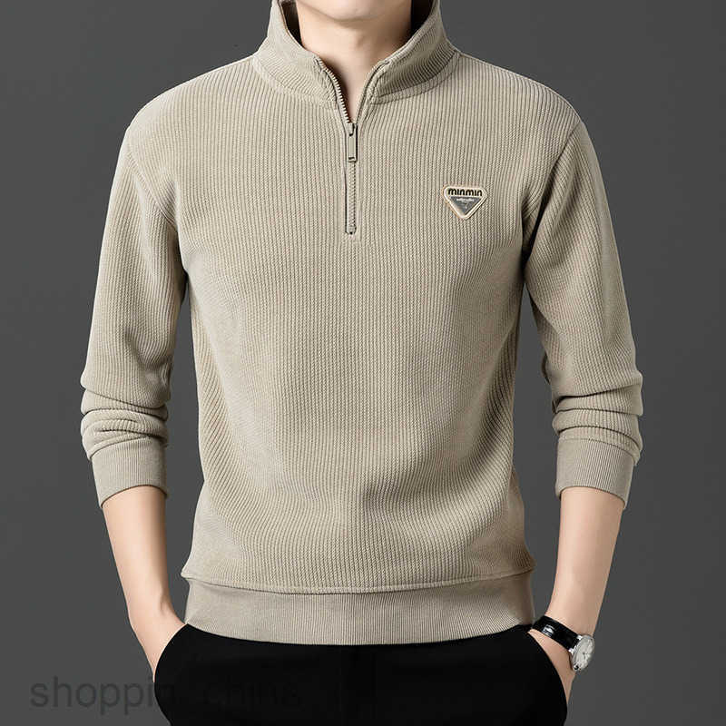 Men's Sweaters Thick semi high neck zipper knitted sweater with added velvet men autumn and winter fashion high-quality warm base sweater