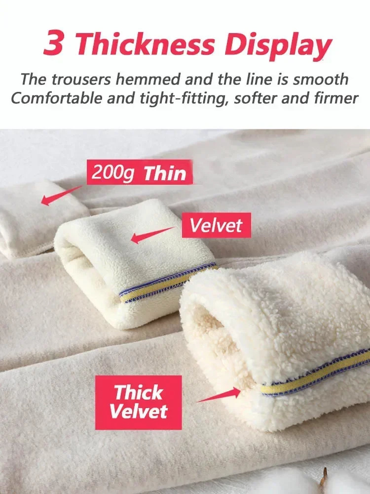 Oat Winter Leg Warmer Womens Cotton Velvet High Waist Womens Cashmere Thick Black Pants 241206