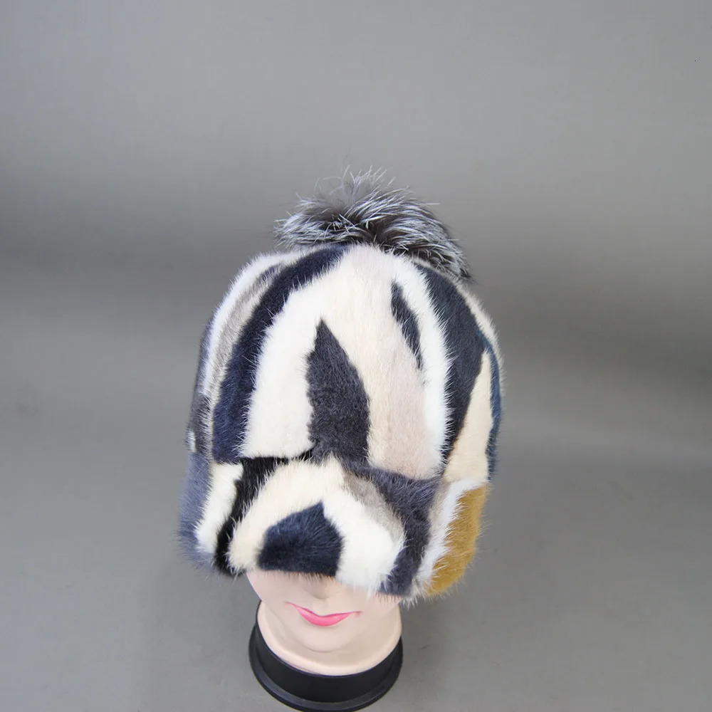 Winter Womens Natural Womens Genuine Mink Fox Fur Hat Thick Warm Baseball Hat Windproof Womens Casual Elegant Mens Hat 241206